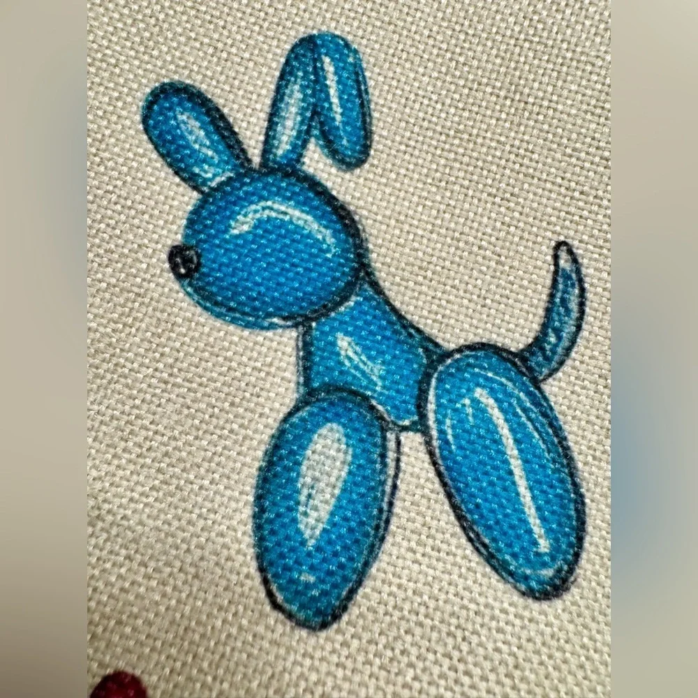 New Colorful Balloon Dog Makeup Tech Pencil Zippered Bag Pouch w/ Charm - 10.5”